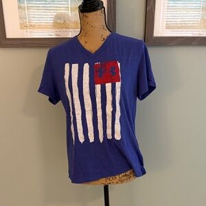 Under Armour Royal Blue Tee with Red and White Stripes